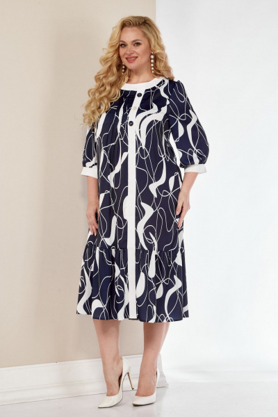 Платье из вискозы с вставкой молочной планки и валаном LIMO GOLD 104 - фото 1