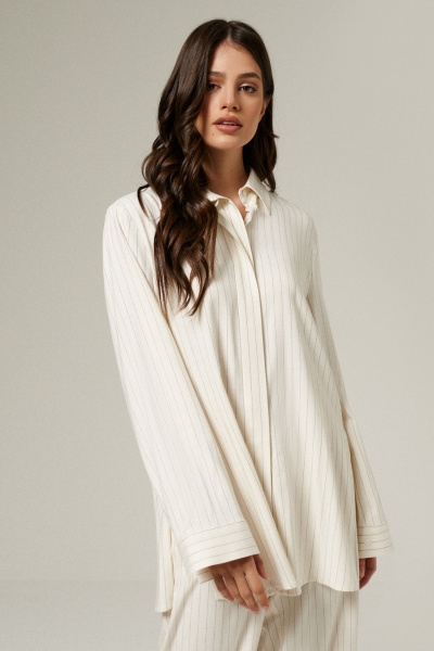 Комплект блуза и брюки прямого силуэта из вискозы Панда 186820w молочный - фото 2