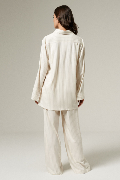 Комплект блуза и брюки прямого силуэта из вискозы Панда 186820w молочный - фото 4