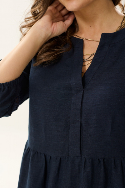 Летнее платье оверсайз с воротником стойкой и карманами MALI 424-026 синий - фото 7