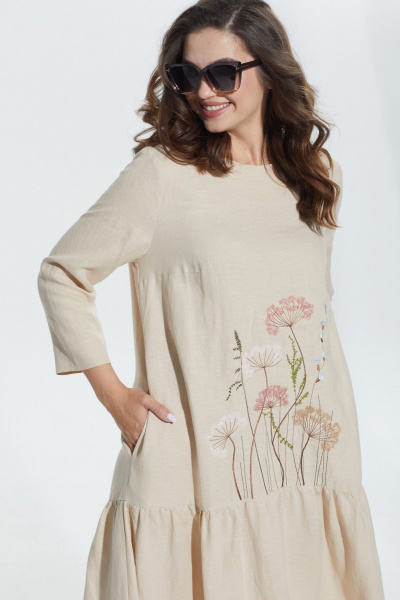 Юбка с запахом из костюмной ткани и высокой талией MALI 424-006 крем-брюле - фото 5