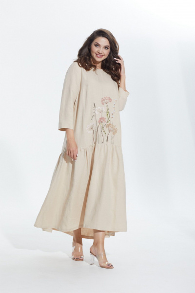 Юбка с запахом из костюмной ткани и высокой талией MALI 424-006 крем-брюле - фото 1