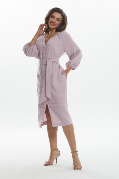 Платье прямого силуэта с карманами и поясом MALI 424-010 лаванда - фото 6