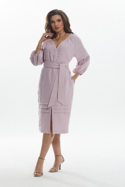 Платье прямого силуэта с карманами и поясом MALI 424-010 лаванда - фото 1