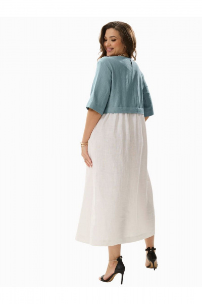 Платье с завышенной талией и сборками в стиле на каждый день MALI 424-005 голубой - фото 3