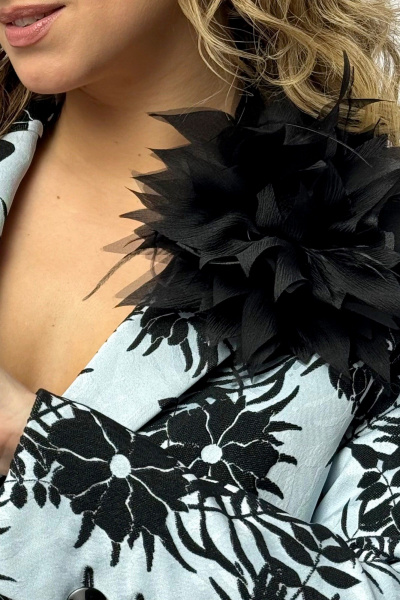 Ручная брошь цветок с перьями, стильное украшение Condra 19015 черный - фото 2