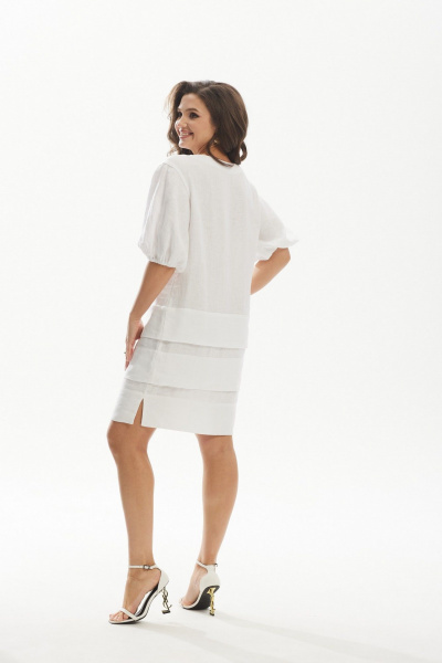 Платье с крупными складками, длина до колена MALI 424-013 белый - фото 10