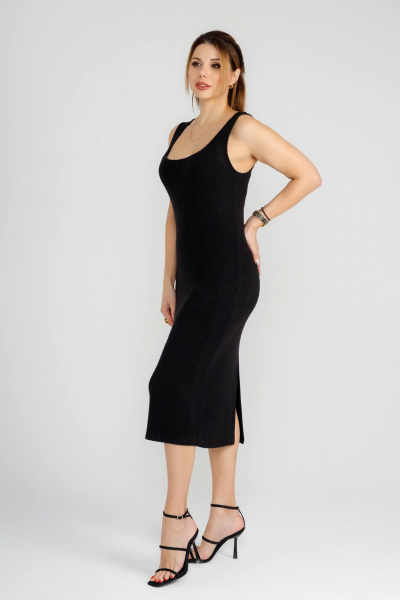 Миди сарафан из вискозы с полукруглым и V-образным вырезом IUKONA 5007 чёрный - фото 8