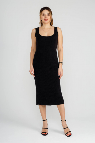Миди сарафан из вискозы с полукруглым и V-образным вырезом IUKONA 5007 чёрный - фото 7