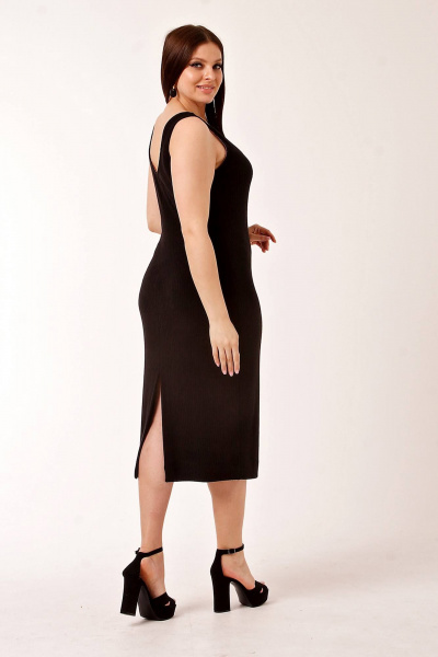 Миди сарафан из вискозы с полукруглым и V-образным вырезом IUKONA 5007 чёрный - фото 5