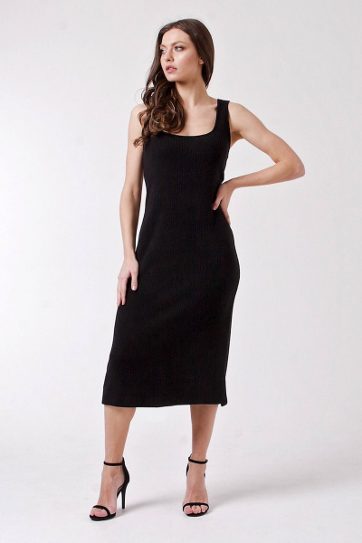 Миди сарафан из вискозы с полукруглым и V-образным вырезом IUKONA 5007 чёрный - фото 2