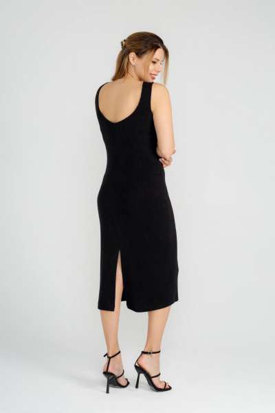 Миди сарафан из вискозы с полукруглым и V-образным вырезом IUKONA 5007 чёрный - фото 3