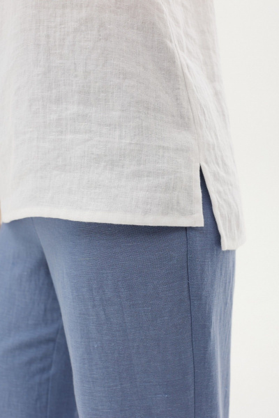 Лёгкий белый топ прямого силуэта из лен и текстиля MALI 624-009 белый - фото 7