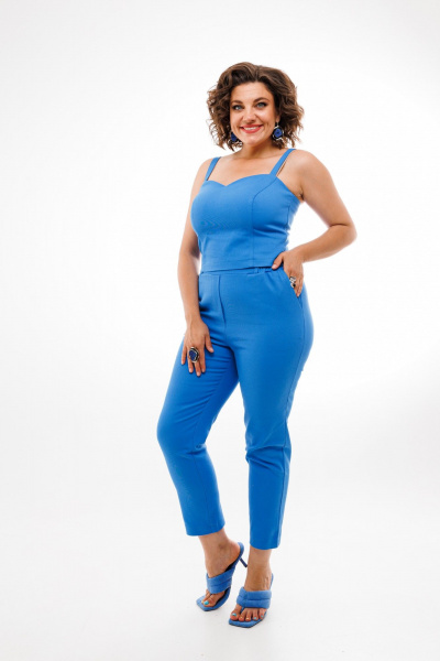 Синий джинсовый топ на каждый день для стильных комплектов Anelli 1396 василек - фото 5