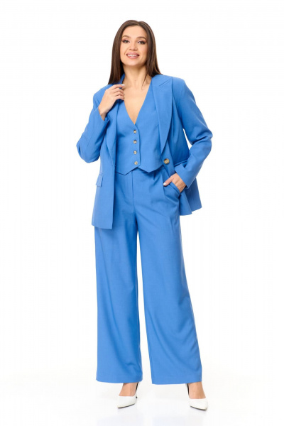 Трикотажный деловой костюм 3 предмета: жакет, брюки, жилет Надин-Н 2143 /3 - фото 1