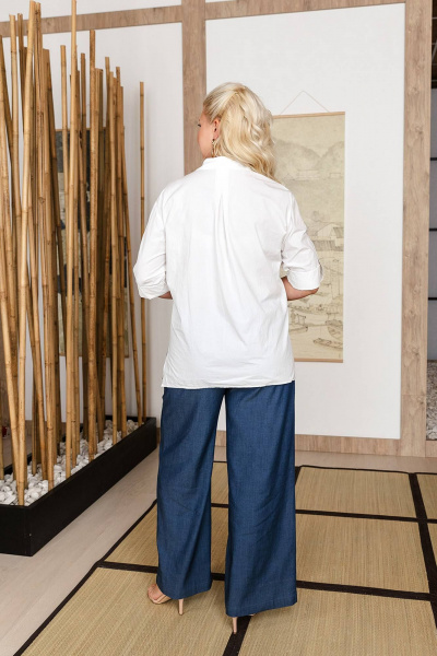 Деловая туника с рубашечным воротником и разрезами по бокам ASV 2706 белый - фото 7