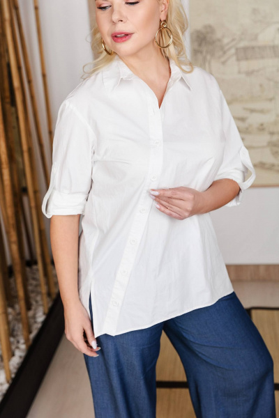 Деловая туника с рубашечным воротником и разрезами по бокам ASV 2706 белый - фото 3