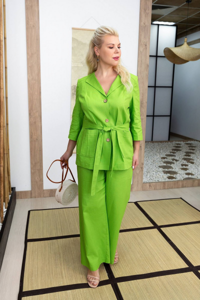 Летний зелёный жакет прямого силуэта с пиджачными лацканами ASV 2707 салатовый - фото 7