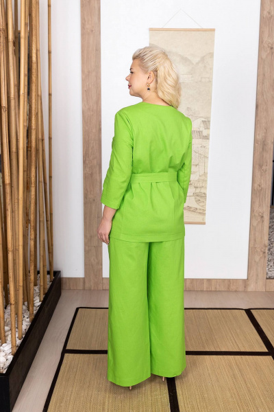 Летний зелёный жакет прямого силуэта с пиджачными лацканами ASV 2707 салатовый - фото 3
