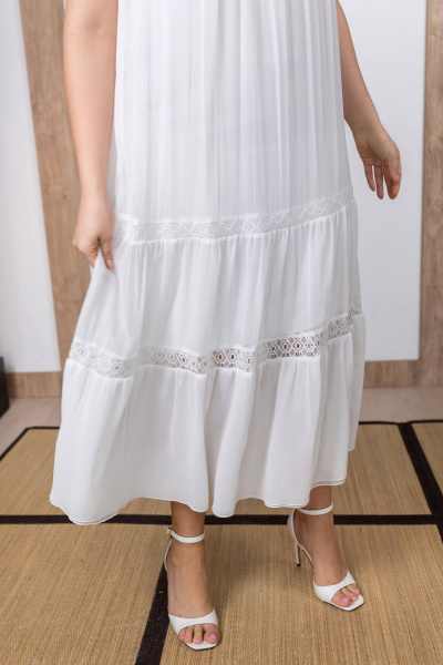 Платье трапеция длина 127 см с кружевными вставками ASV 2705 белый - фото 7