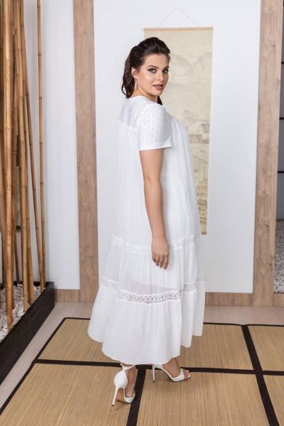 Платье трапеция длина 127 см с кружевными вставками ASV 2705 белый - фото 4