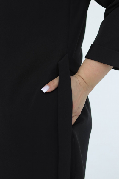 Платье-рубашка прямого кроя на пуговицах SK Brand SK7175 черный - фото 7