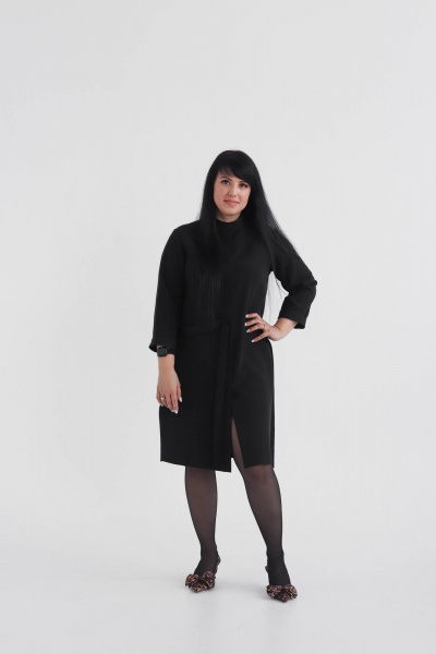 Платье-рубашка прямого кроя на пуговицах SK Brand SK7175 черный - фото 6