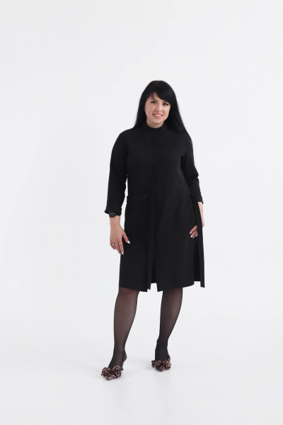 Платье-рубашка прямого кроя на пуговицах SK Brand SK7175 черный - фото 1