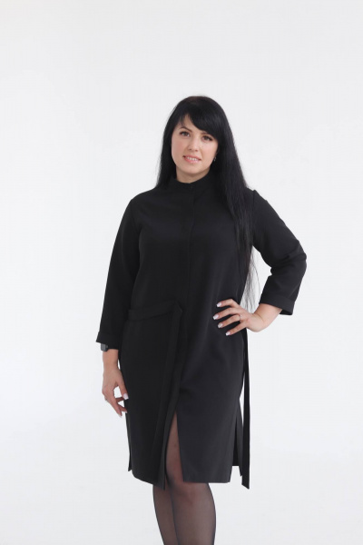 Платье-рубашка прямого кроя на пуговицах SK Brand SK7175 черный - фото 4