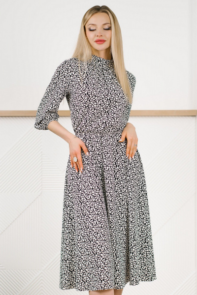 Платье MONA STYLE 22002 бело-черный - фото 2