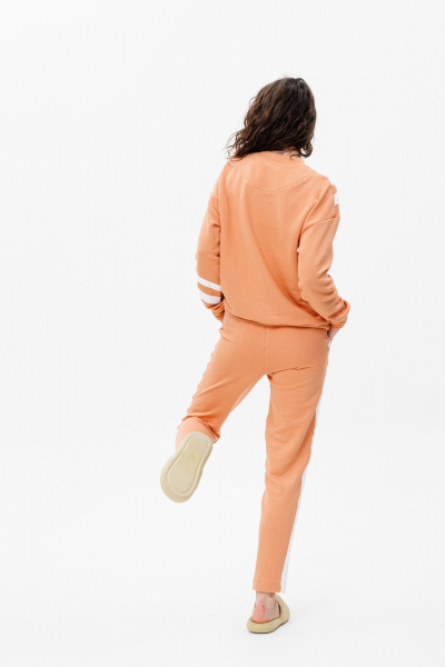 Костюм-серий из трикотажа и хлопка с полосками FAMA F01-0203 терракотовый - фото 8