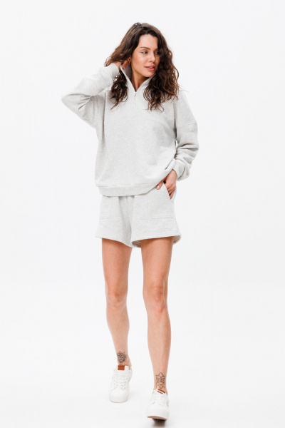 Мягкий костюм из трикотажа при Oversize и карманах FAMA F02-03 меланж - фото 1