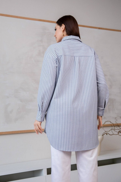 Туника прямого силуэта демисезонная с асимметричным низом ASV 2576 серо-голубой - фото 6