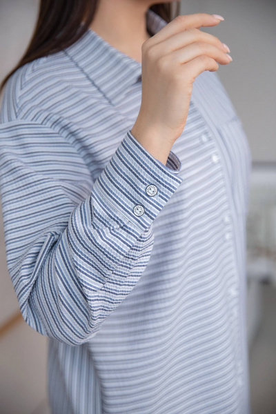 Туника прямого силуэта демисезонная с асимметричным низом ASV 2576 серо-голубой - фото 4