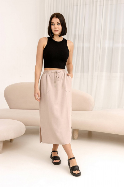 Юбка летняя из текстиля с мягким поясом Romgil 132ЛЛТК розовый_жемчуг - фото 1