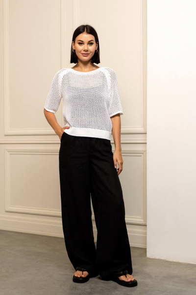 Джемпер демисезонный прямой из хлопка с коротким рукавом Romgil РВ0045-ХЛ4 белый - фото 4