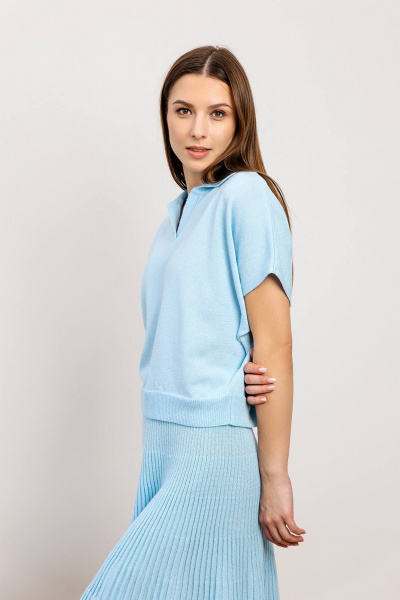 Джемпер с юбкой из хлопка и трикотажа в демисезоне Romgil РВ0050-ХЛ4 бледно-голубой - фото 7