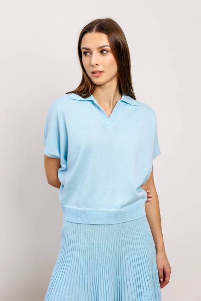 Джемпер с юбкой из хлопка и трикотажа в демисезоне Romgil РВ0050-ХЛ4 бледно-голубой - фото 6