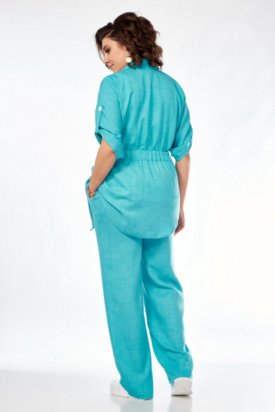 Костюм из вискозы с жакетом топом и брюками летний стиль VI ORO VR-1127 бирюза - фото 13