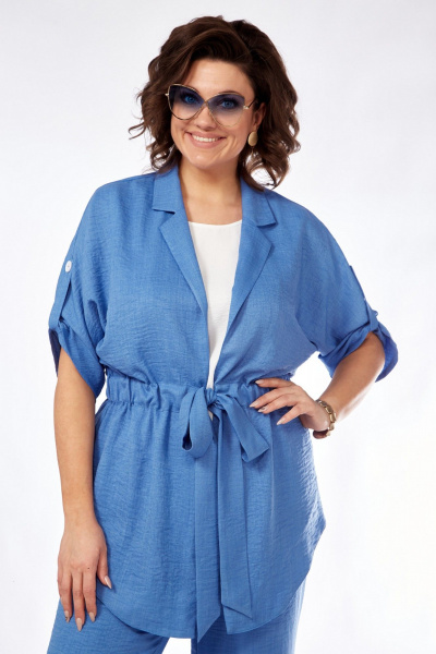 Костюм из вискозы с жакетом топом и брюками летний стиль VI ORO VR-1127 деним - фото 10