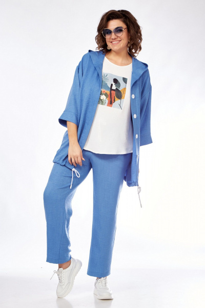 Костюм 3-ка из вискозы на каждый день летний VI ORO VR-1128 деним - фото 8