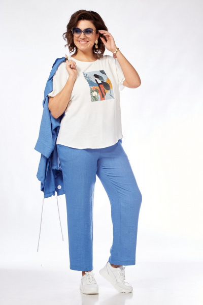 Костюм 3-ка из вискозы на каждый день летний VI ORO VR-1128 деним - фото 3