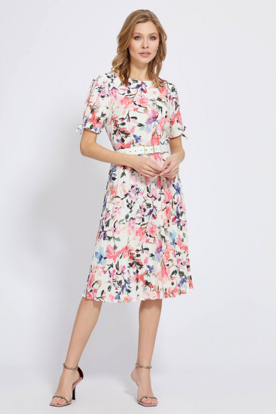 Платье прямое из шифона с пестрым принтом летнее Bazalini 4897 - фото 1