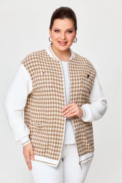 Бежевый бомббер с длинными рукавами и эластичным поясом Svetlana-Style 2006 бежевый - фото 3