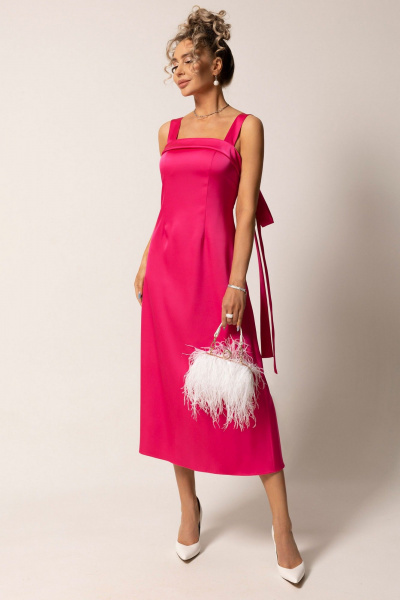 Розовое платье с бретелями-завязками и вырезом V-образным Golden Valley 4978 темно-розовый - фото 2