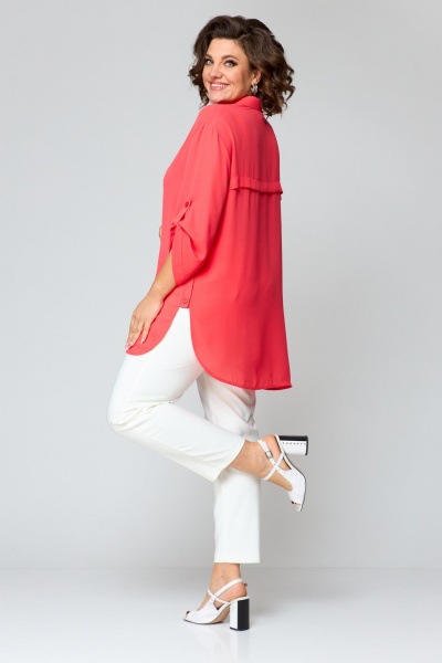 Блуза в стиле на каждый день с асимметричным низом и принтом ANASTASIA MAK 1131 коралл - фото 7