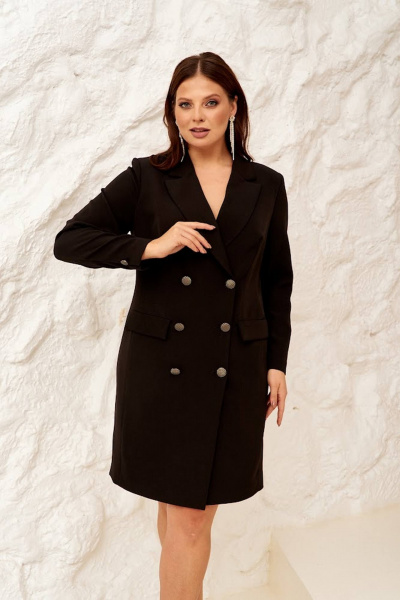 платье-пиджак полуприлегающего силуэта с воротником Gold Style 1423 черный - фото 1