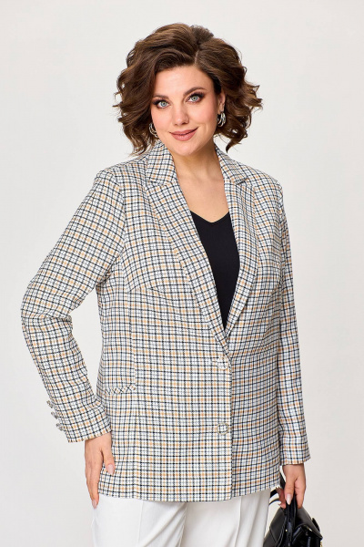 Женский белый костюм жакет и брюки с рельефами Algranda А3979-2 - фото 7