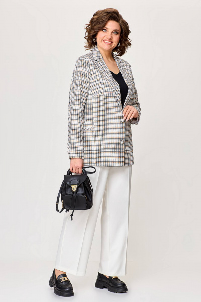 Женский белый костюм жакет и брюки с рельефами Algranda А3979-2 - фото 1