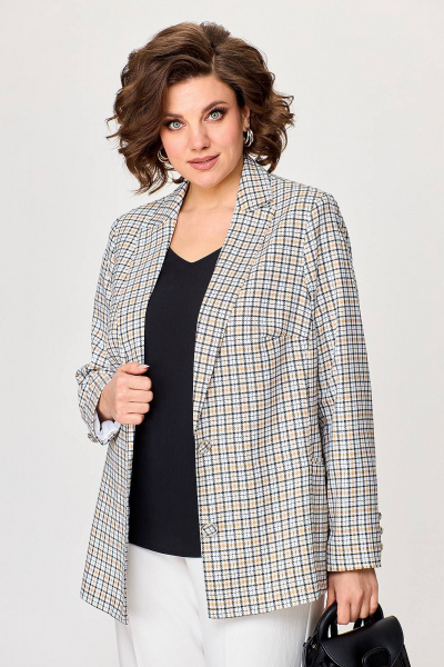 Женский белый костюм жакет и брюки с рельефами Algranda А3979-2 - фото 6